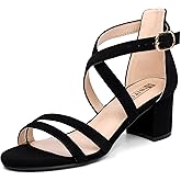 IDIFU Women's Block Low Chunky Heel Strappy Sandals Open Toe Ankle Strap Dress Wedding Evening Shoe for Women Bridal