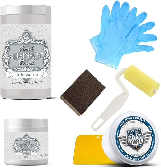 FinishAllinOne Paint BondNFlex Vinyl & Leather Repair, 8oz Kit Linen (Creamy