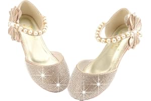 GOJERP Little Girl's Adorable Sparkle Mary Jane Ballerina Flat Princess Flower Wedding Party Dress Shoes