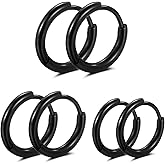 316L Surgical stainless steel hoop earrings 8mm/10mm/12mm Hypoallergenic Huggie Earrings Small Hoop Sliver Black Sleeper Earrings For Women Men