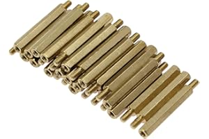 Augiimor 30PCS Male Female Hex Brass Spacer Standoff Screw Nut M3 x 30mm + 6mm PCB Motherboard Brass Standoff Hexagonal Spacer