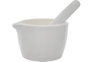 Porcelain Mortar & Pestle, thick walled, Outer dia 90mm(3.54") Textured Bowl and spout - 150ml (5.07oz)