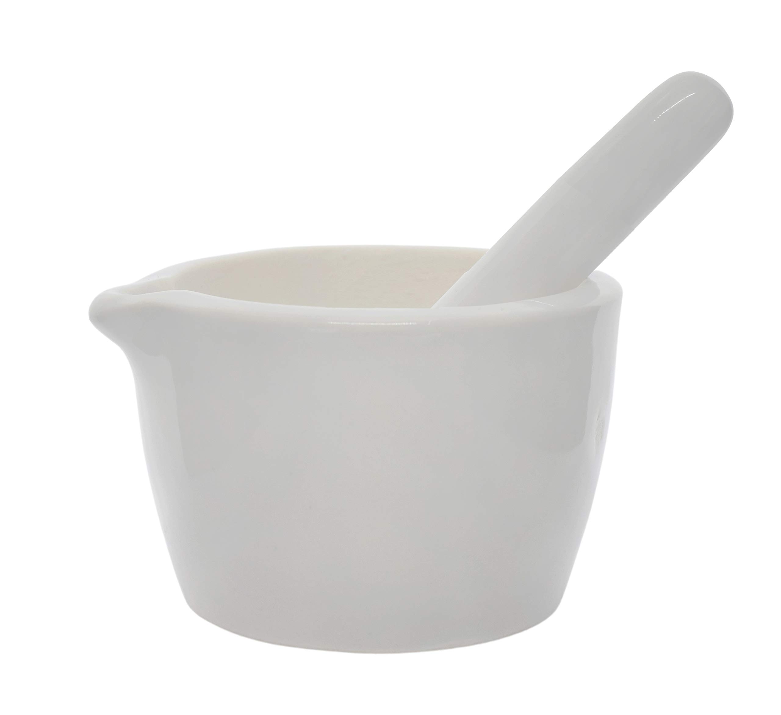 Porcelain Mortar & Pestle, thick walled, Outer dia 90mm(3.54") Textured Bowl and spout - 150ml (5.07oz)