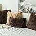 MIULEE Pack of 2 Decorative Throw Pillow Covers Faux Fur Fluffy New Luxury Series Style Square Cases for Couch Cushion Sofa Bedroom 18 x 18 Chotolate