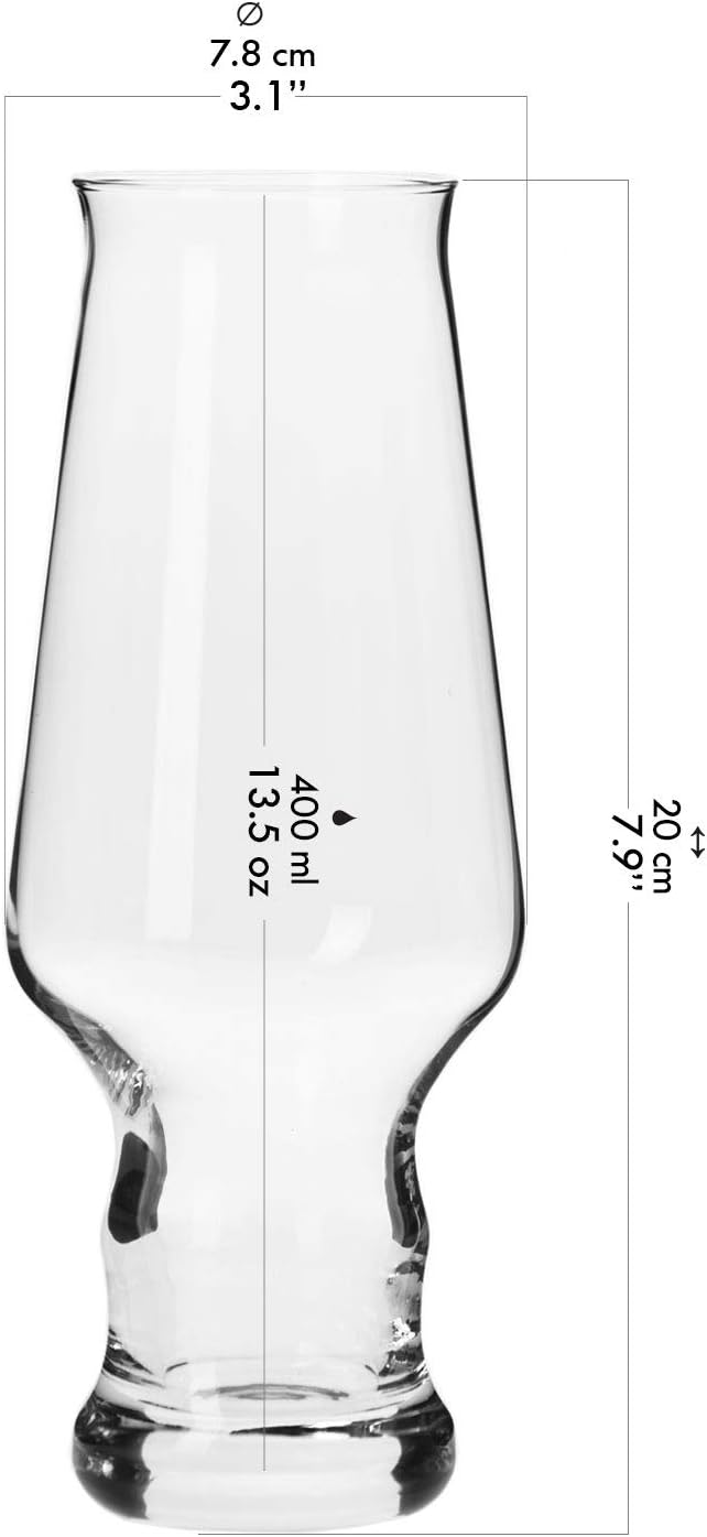 Krosno Tall Lager IPA Craft Beer Glass, Transparent, 6 Count (Pack of 1) - Image 3