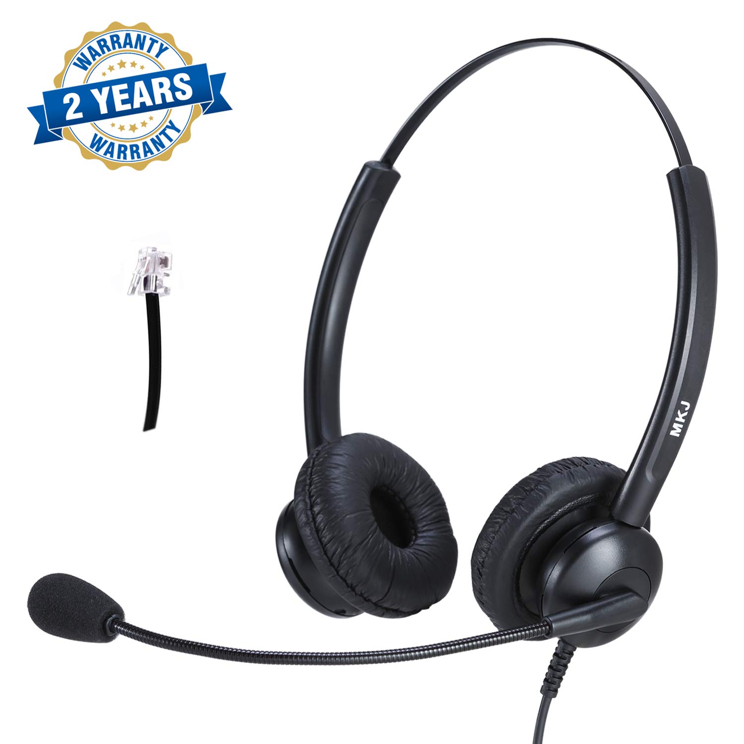 RJ9 Phone Headset with Microphone Dual Ear Telephone