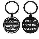 ENGZHI Grandson Gifts Grandson Keychain, Gag Present for Teen Boys Birthday Christmas Graduation