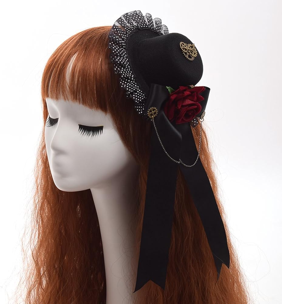 GRACEART Steampunk Mini Top Hat Headwear Small Victorian Halloween Headdress Accessory, B - Image 3