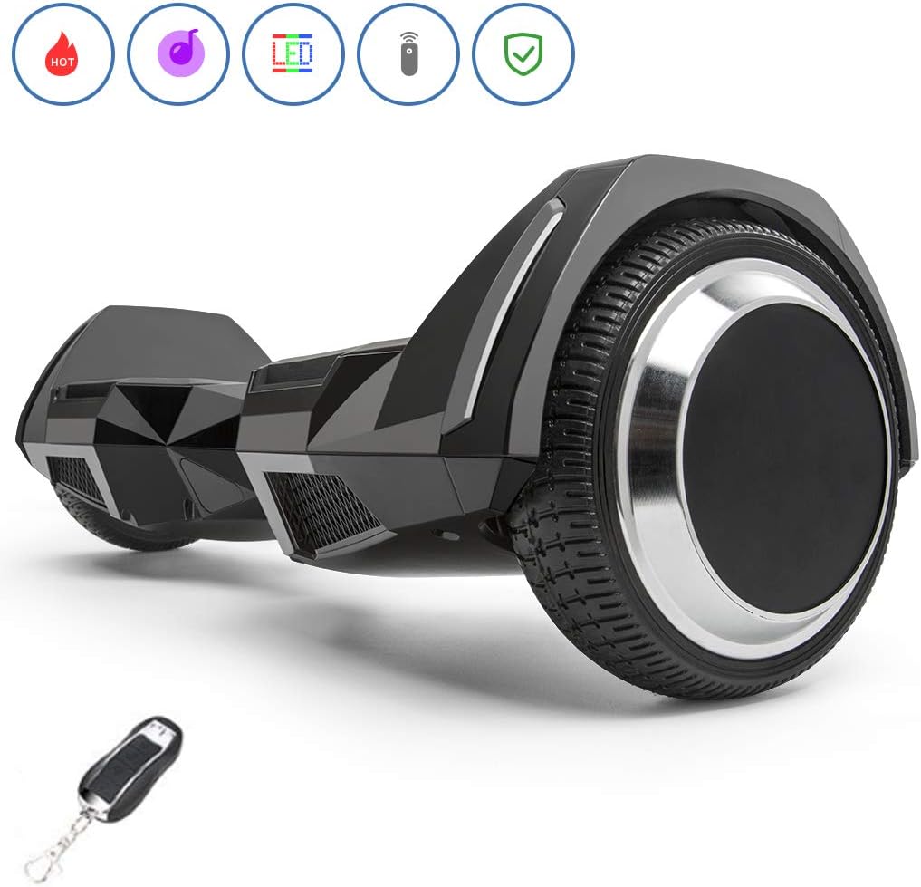 Spadger Hoverboard 350w Scooter 6.5" Off Road Wheels Self Balancing Hoverboard R5 with Bluetooth Speaker and LED Lights APP Enabled Electric Scooter for Adult Kids - UL 2272 Certified