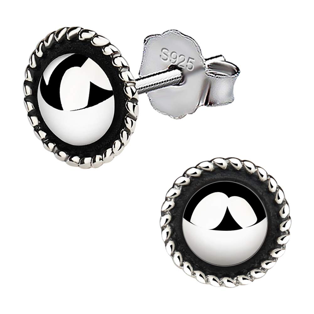 Meyiert 925 Sterling Silver High Polish Round Stud Earrings (with Gift Box) (White)
