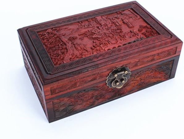 caja de palisandro] Palo de rosa tallada madera caja de joyería jades antiguos cuadros de la colección joya-C: Amazon.es: Hogar