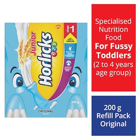 Junior Horlicks Stage 1 Health & Nutrition drink - 200 g Refill pack (Original flavor)