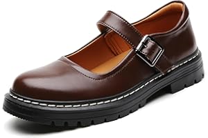 DR.XIRURUCO Mary Jane Shoes Women Platform Non-Slip Classics Round Toe Ankle Strap Comfort Casual Oxford Dress Work Mary Jane Flat Shoes