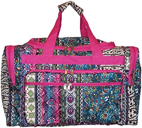 19" Fashion Multi Pocket Duffle Bag - Personalization Available (Blank - Boho Pink)