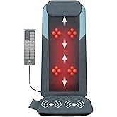 COMFIER Shiatsu Back Massager with Heat, Dual Motor 3D Rollers, Long Track Deep Tissue Pain Relief, Foldable Chair & Seat Pad with Adjustable Height, Home Office