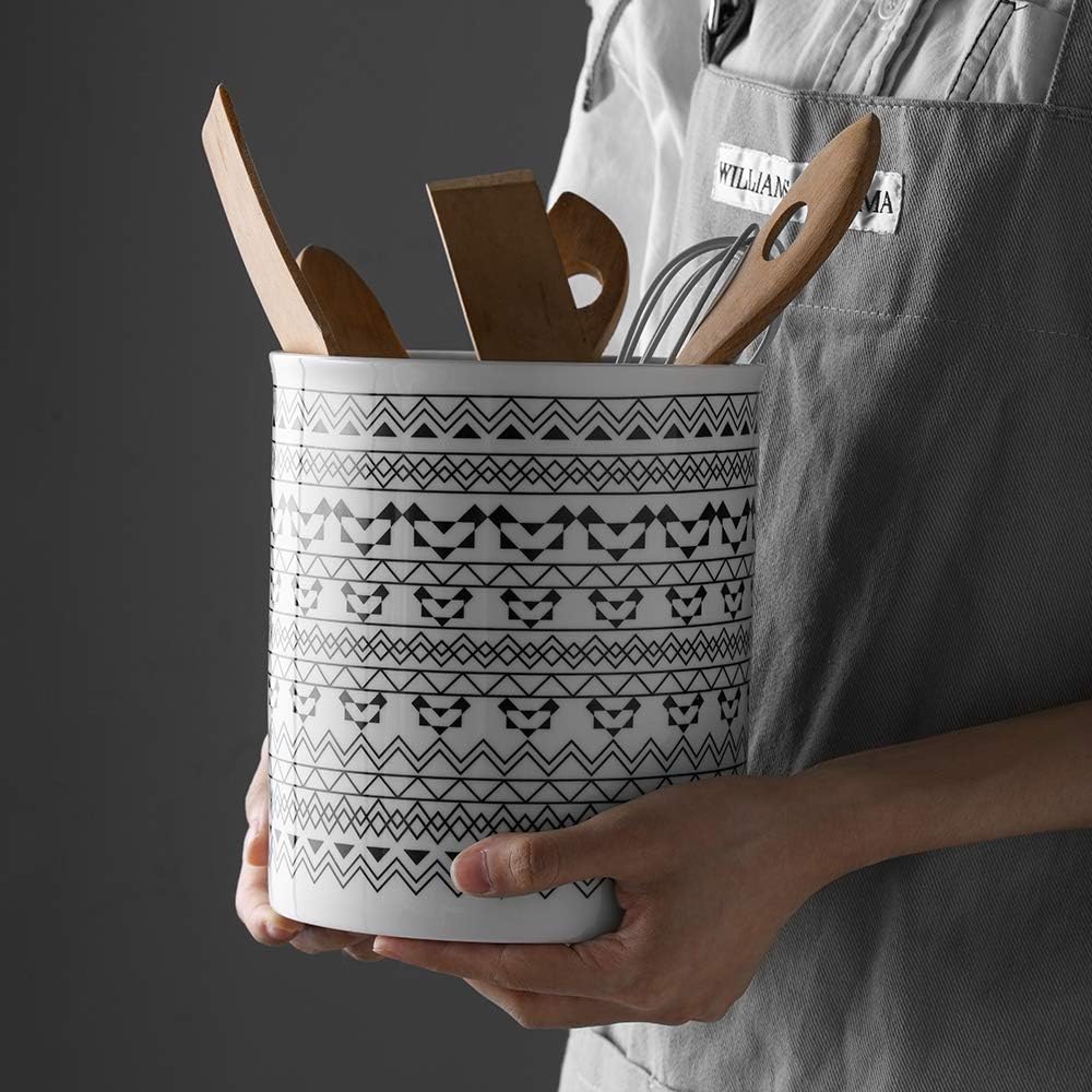 DOWAN Kitchen Utensil Holder 7.2 Inches Large Bohemian Utensil Holders for Countertop Utensil