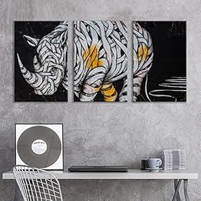 3 Panel Triptych Street Graffiti Series Rhino x 3 Panels