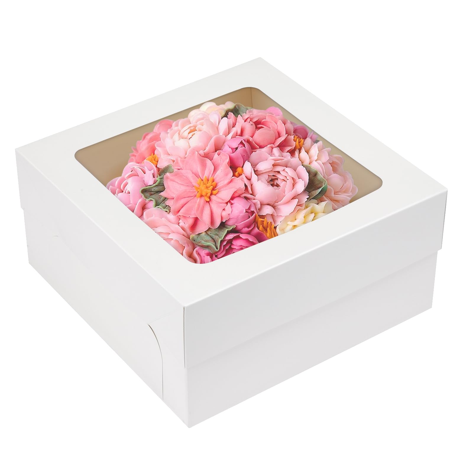 Moretoes 30pcs Cake Boxes 12x12x6 Inch - Clear Window Bakery Boxes For Cakes, Cookies & Pastries