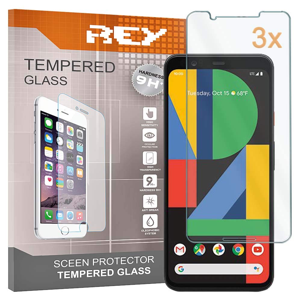REY Screen Protector for GOOGLE PIXEL 2, Tempered Glass Film, Premium quality, [Pack 3x]