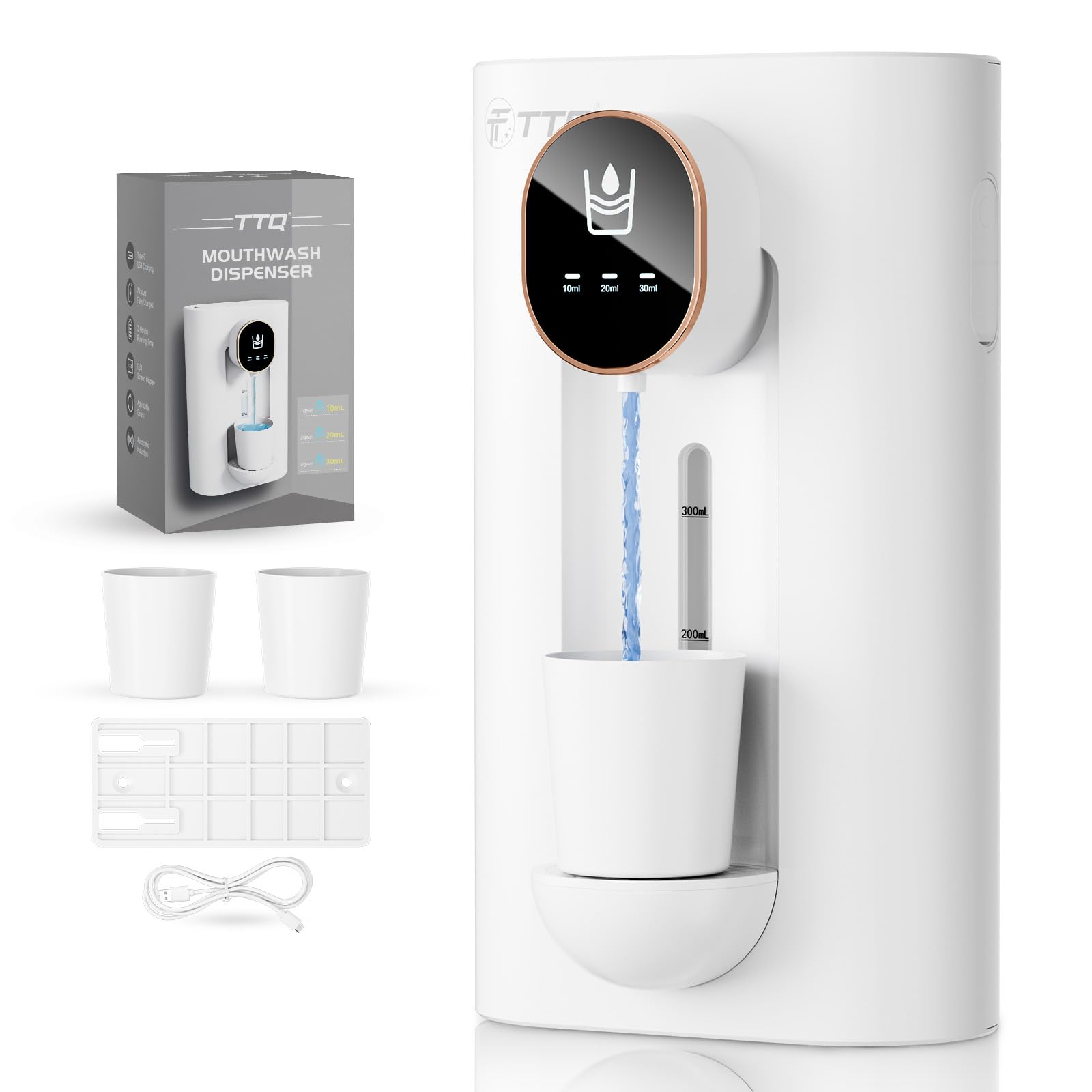 Photo 1 of Automatic Mouthwash Dispenser for Bathroom,18.26Oz Wall Mounted Dispenser with Magnetic Cups, 3 Dispensing Level, Smart Mouthwash Dispenser for Kids Adult