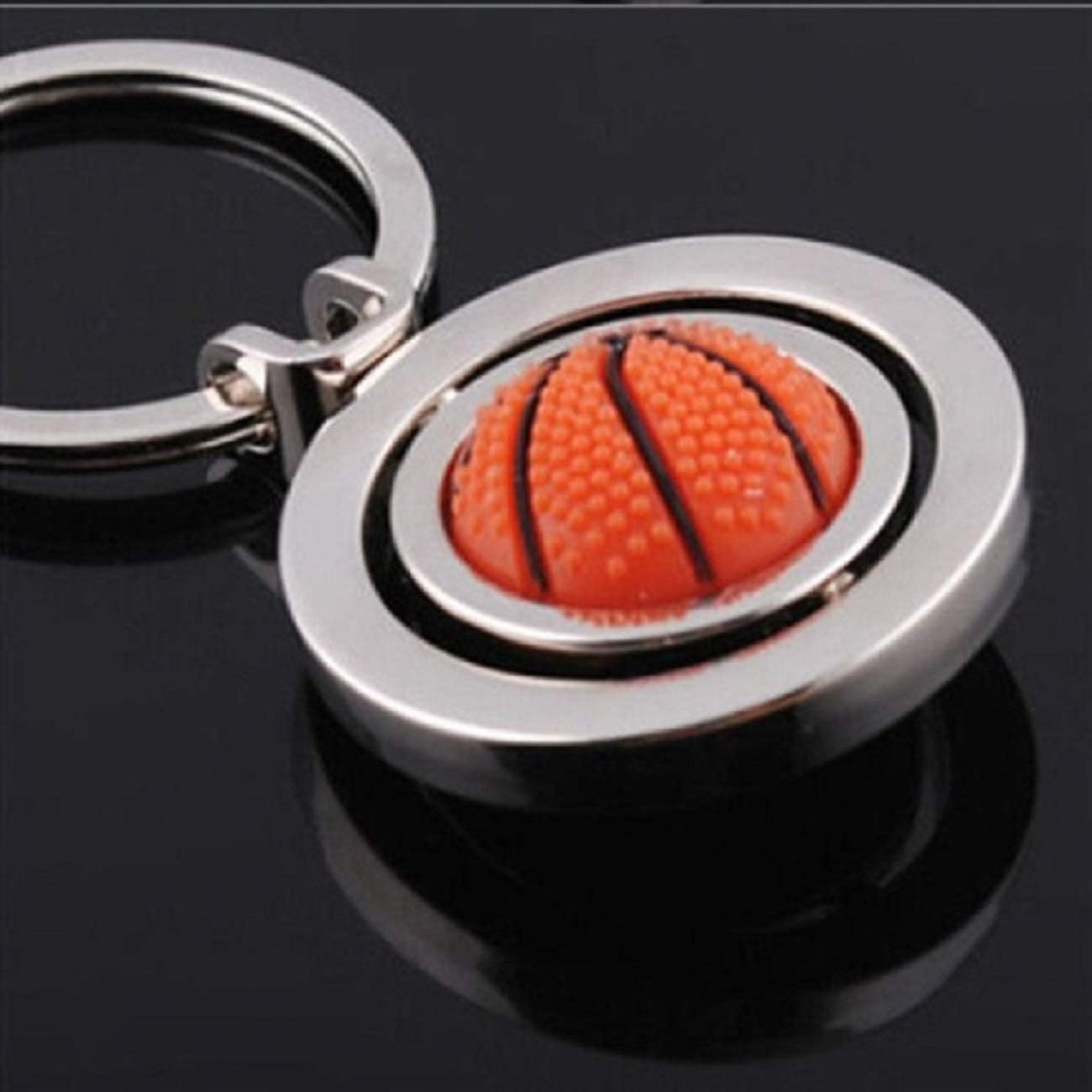 Sportigo® rotating basketball key ring in 3D look/sport gift idea/key ring basket ball, Silver - Image 5