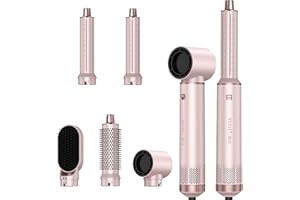 DRYHSIP 5 in 1 Hair Styler & Air Dryer Brush, Low-Speed Negative Ionic Air Styler Drying, Multi Hair Styler, Professional Blow Dryer Brush for Curling Volumizing Straightening Styling (Pink)