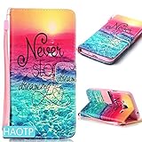 J3 Case,HAOTP Beauty Luxury Fashion PU Flip Stand Credit Card ID Holders Wallet Leather Case Cover for Samsung Galaxy J3 / Express Prime / Amp Prime (Never Stop)