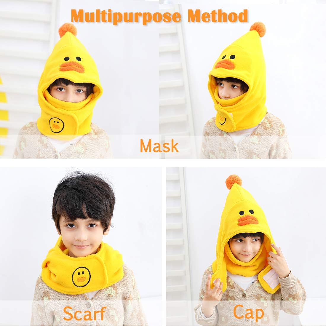 Happy Cherry Garcon Cagoule Hiver Chaud Polaire Bonnet Cache Cou Echarpe Enfants Pour Velo Ski Plein Air Bebe Fille Chapeau A Oreilles Coupe Vent Motif Animal Earflap 2 12 Ans Accessoires Mediation Vetements De Sport