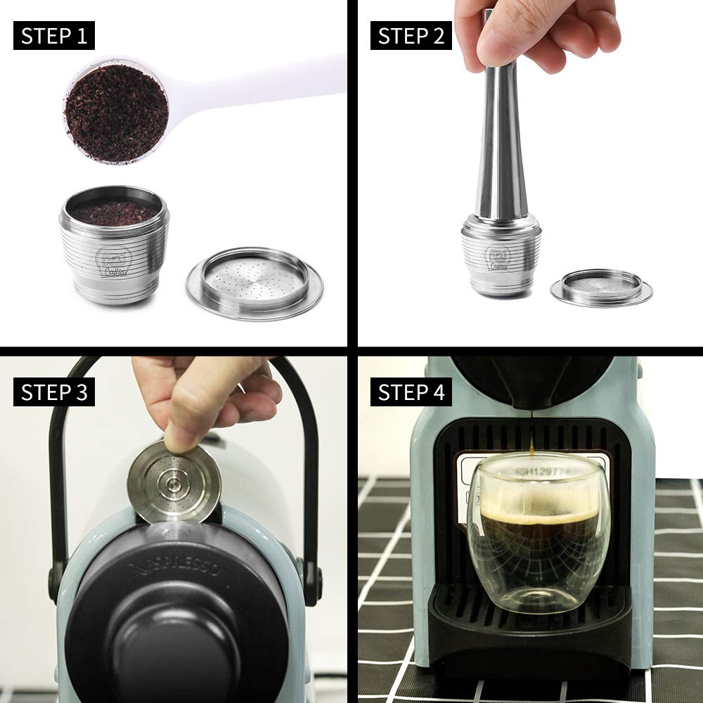 i Cafilas Reusable Nespresso Capsules with Tamper i Cafilas Stainless