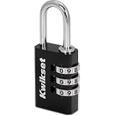 Kwikset Aluminum Combination Padlock, 3-Digit, 1-Pack, Black | Set Your Own 3-Digit Code, No Key to Carry; 1-1/8 in Body and 1 in Shackle for Sheds and Lockers