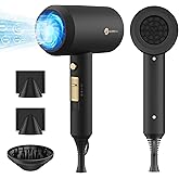 slopehill Professional Ionic Hair Dryer, Powerful 1800W Fast Drying Low Noise Blow Dryer with 2 Concentrator Nozzle 1 Diffuser Attachments for Home Salon Travel (Black)