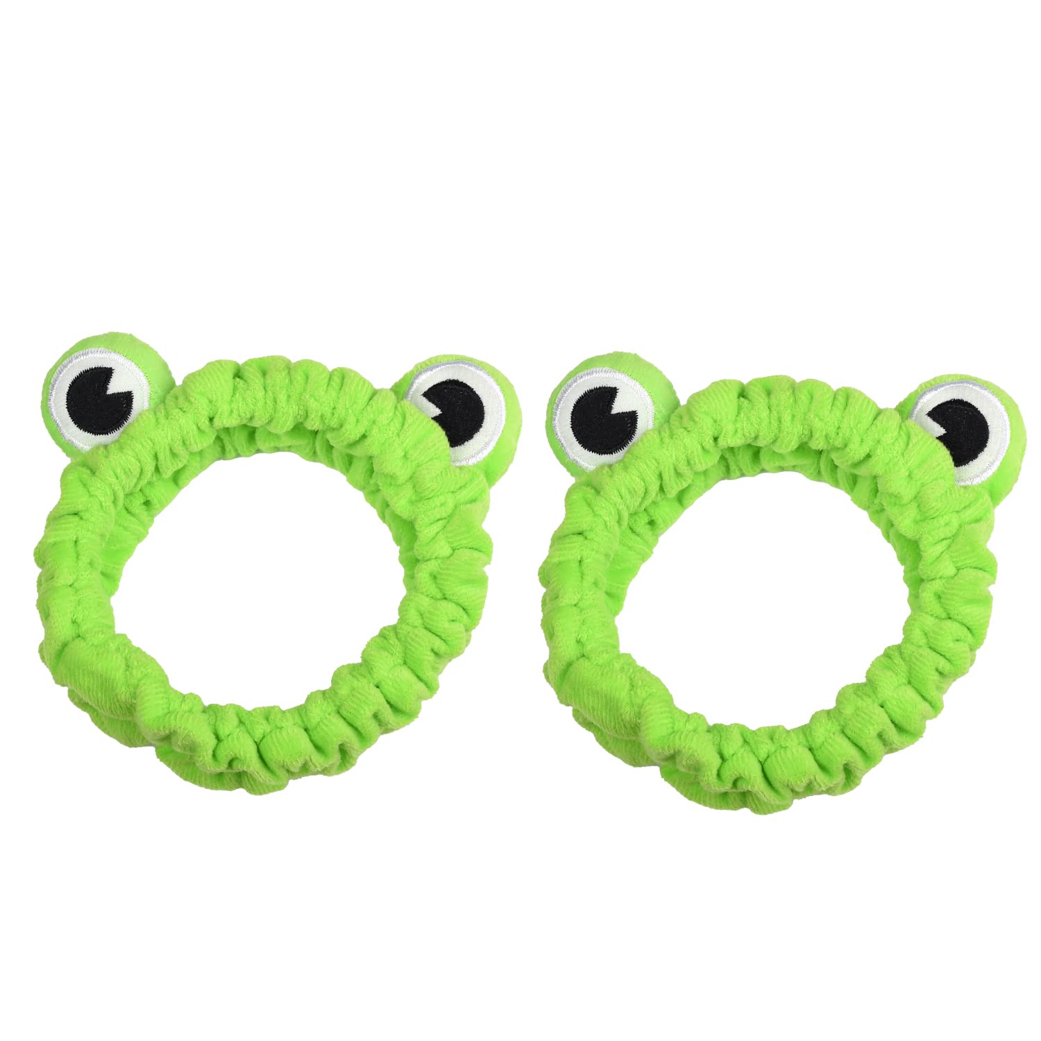 MFUOE 2 Pieces Frog Spa Headband Makeup Hair Tie Coral Fleece Funny Frog Hair Bands for Makeup Shower Face Washing Skincare Sports Cute Plush Hair Hoop
