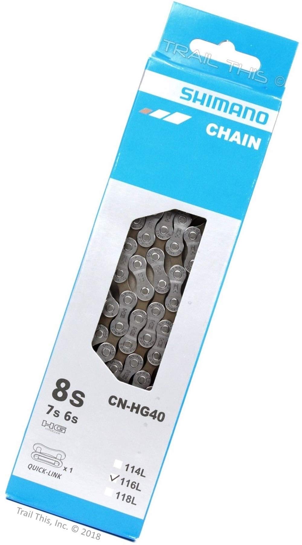 Bike 6/7/8-Speed 116-Links Chain for 18/21/24-Speed MTB/Road Shimano CN-HG40