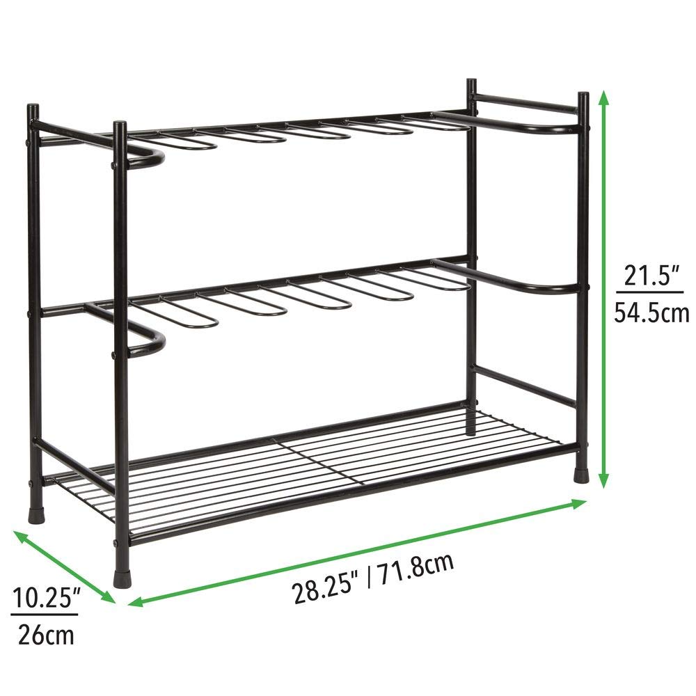 mDesign Boot Storage and Organizer Rack, Space-Saving Holder for Rain Boots, Riding Boots, Dress Boots - Holds 6 Pairs - Sleek, Modern Design, Sturdy Steel Construction - Black Finish