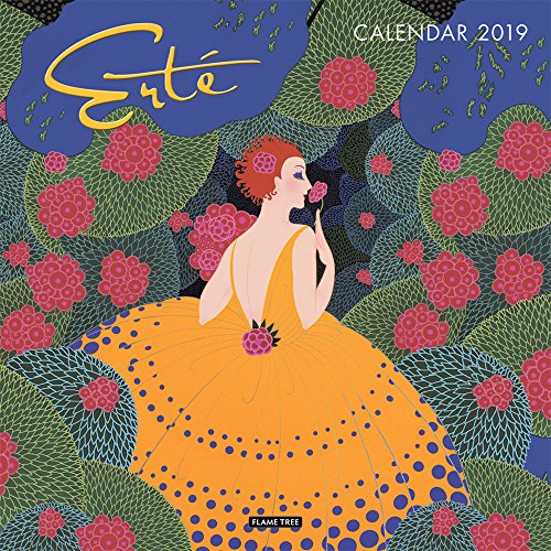 Erte 2019 12 x 12 Inch Monthly Square Wall Calendar by Flame Tree with Glitter Flocked Cover, Russia