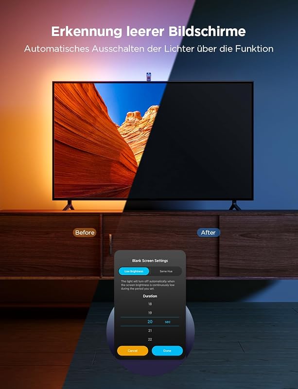 TV Hintergrundbeleuchtung 3 Lite mit Fish-Eye Korr,für 55-65 Zoll TVs
