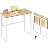 VASAGLE Folding Desk, Small Computer Desk, Foldable Table 31.5 Inch | One-Piece Desktop, Folding Table for Bedroom, Balcony, Camping, Easy Assembly, Straw Yellow, ULWD151YD01