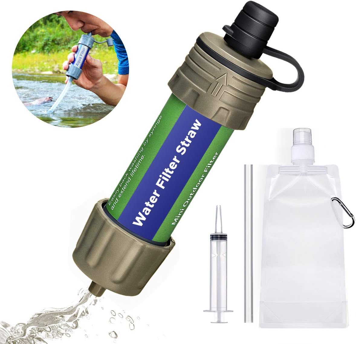 paglia filtro per l'acqua per la sopravvivenza e l'escursionismo