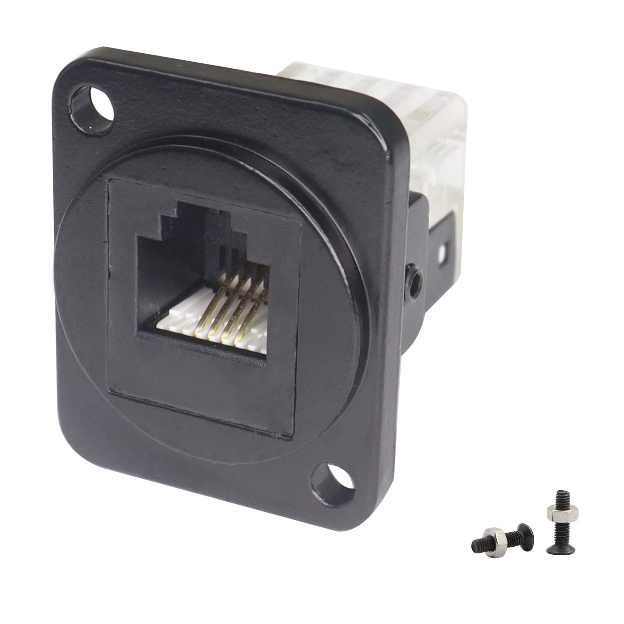 QIANRENON RJ11 Panel Mount Telephone Adapter Cat3 RJ11 6P4C to Crimp terminal Solderless Connector,for telephone line, modem