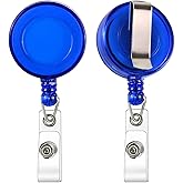 JANYUN 50 Pcs Retractable Badge Reels Clip Holders with Hanging ID Name Card Key Chain for Office Worker Nurse (Blue)