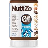 NuttZo S'mores 6-Nut-and-Seed Butter, Chocolate &amp; Marshmallow, 16 oz | Creamy blend with peanuts, cashews, almonds, dark chocolate, graham crackers and marshmallows; 5 g sugar and 6 g protein