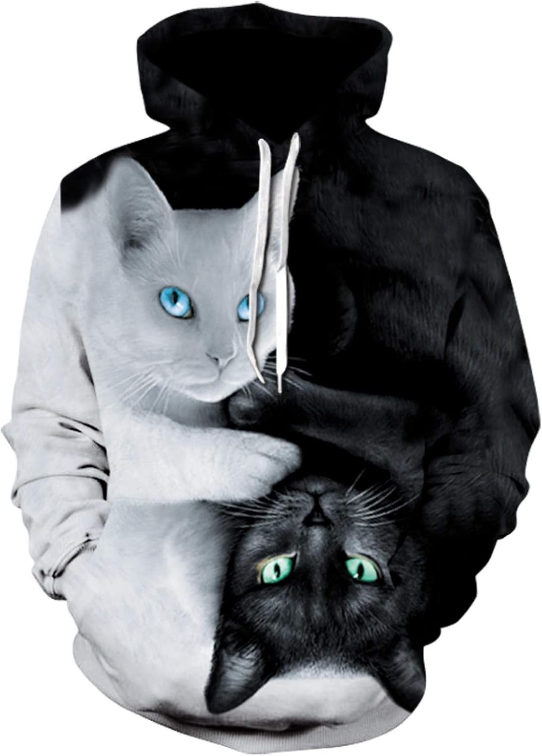 Unisex Druck Kapuzenpullover Tierdruck Hoodie 3D SchwarzWeißKatze