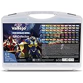 Vallejo - True Metallic Metal Full Collection Case, 80 Bottles x 0.6 fl.oz. | Complete Acrylic Colors Range for Model Enthusiasts with 2 Bruses and 2 Exclusive Miniatures Included with Guide