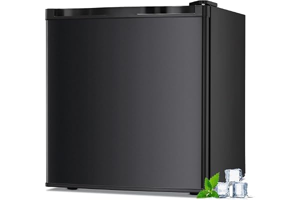 LHRIVER 1.1 Cu.ft Small Upright Freezer, Mini Freezer with Removable Shelves, Adjustable Thermostat, Reversible Door Hinge, Quiet for Home/Dorm/Office/Kitchen, Black