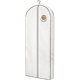 MISSLO 60" Cotton Garment Bag for Long Dress Breathable Fur Coat Storage Bag Women Dress Cover Luxury Garment Bags for Hanging Clothes Travel for Fur Coat, Jacket, Gown, Suit