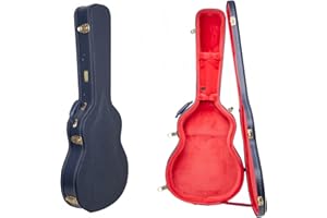 Crossrock Relief Series 335 Guitar Case for ES-335 & Semi-Hollow Electric Guitars | Carved Ocean Blue Finish, Deep Scarlett V
