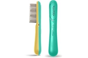SMOOTHWAY Professional Dual-Mode Flea Comb for Poodles – Micro-Current Assist, Audible Alert, Negative Ion Detangler & Dematting Grooming Tool, USB-C Rechargeable for Long-Haired Pets