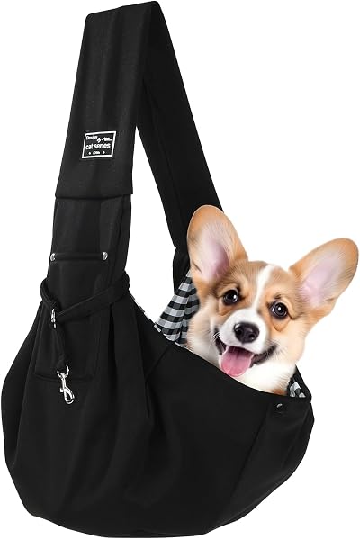Zuimei Puppy Sling Carrier Black Hand-Free Front Pet Carrier Bag for Small Dogs