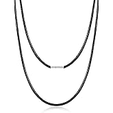 Black Brown Braided Leather 2MM/3MM Necklace Cord for Men Women with Stainless Steel Clasp, Waterproof Woven Wax Rope Chain for Pendant with Delicate Gift (16 18 20 22 inches)