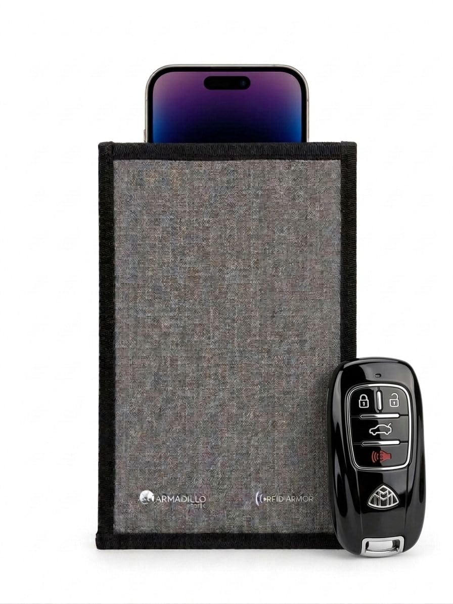 Faraday Pouch for Phone and Car Keys - Key Signal Blocking Bag - Anti-Tracking Mobile Phone Case - RFID Signal Blocker Large